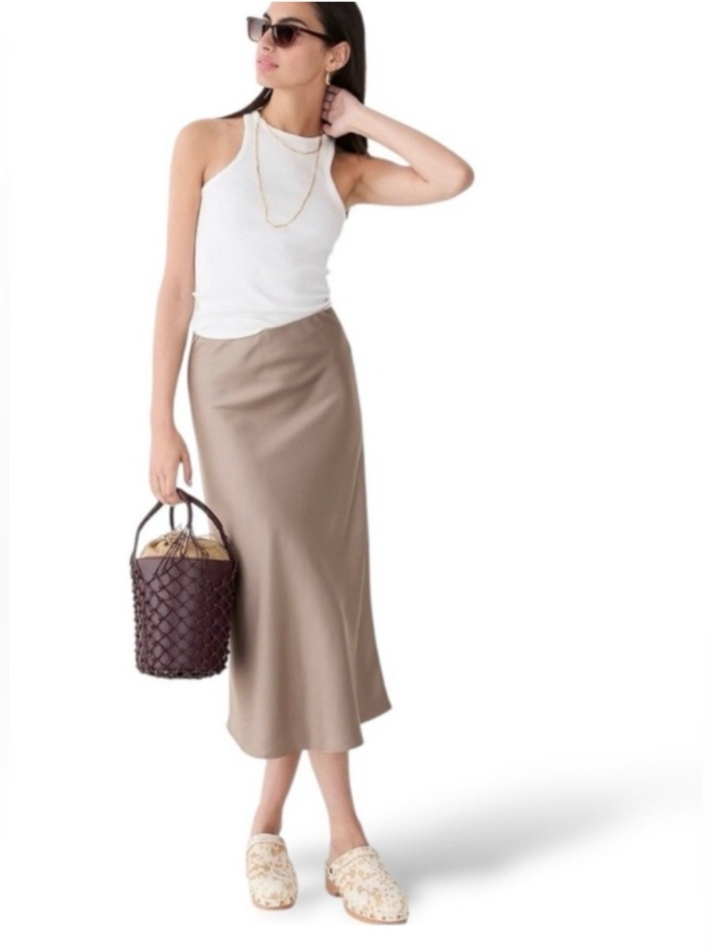 J. Crew Gwyneth Satin Midi Skirt